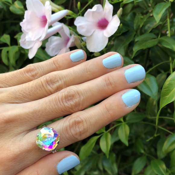 Aurora Borealis Cushion Cut Crystal Ring - Picture 15 of 16